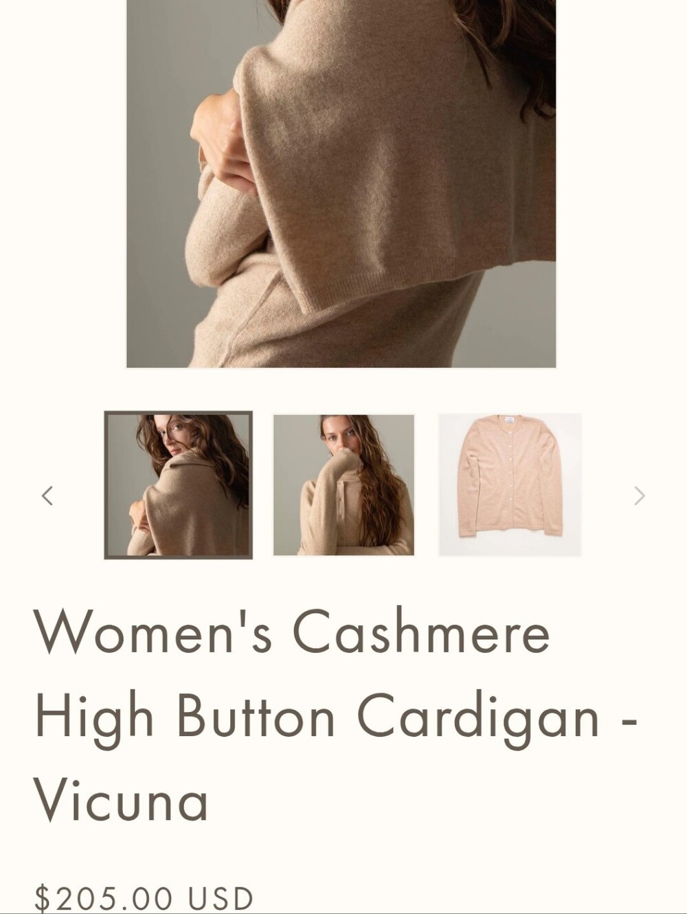 KILTANE Cashmere Button Cardigan - Beige